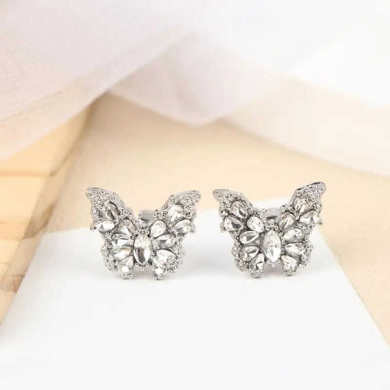1 Pair Removable Rhinestone Butterfly Decorations for Clip-On Earbuds