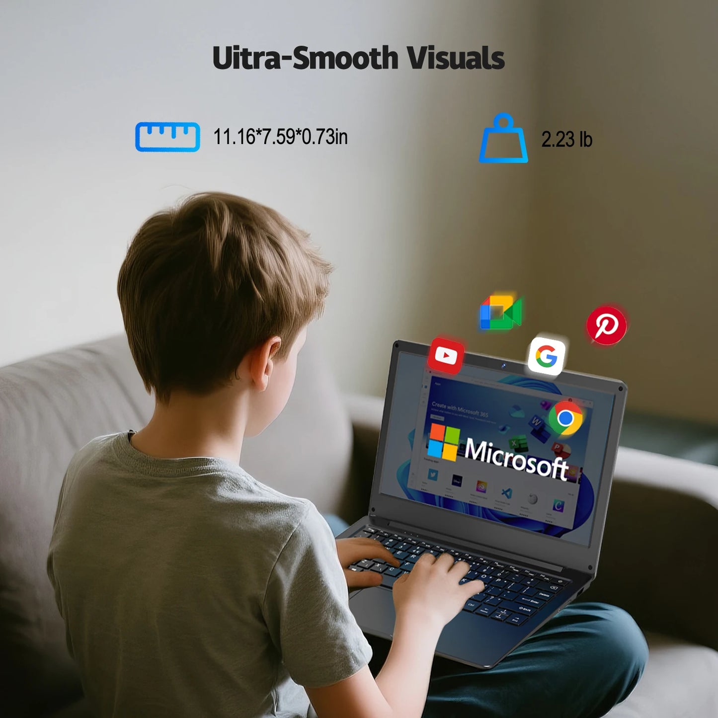 11.6" Compact Laptop – Intel N4000, 64GB DDR4, 64GB eMMC + Up to 512GB SSD, WiFi, Bluetooth, HDMI