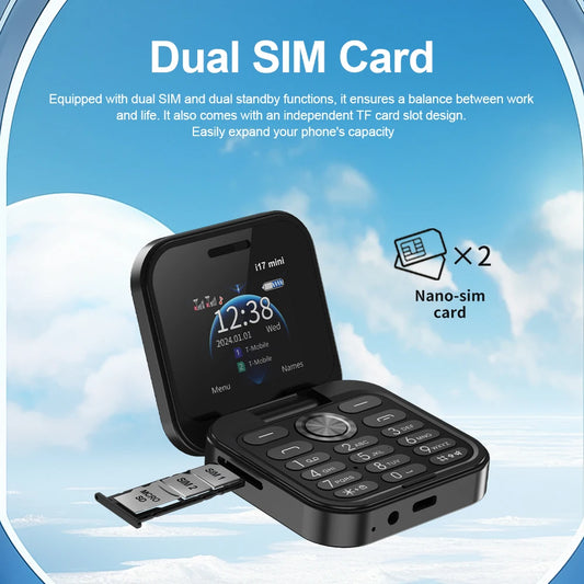 SERVO i17 Mini Flip Phone – 2G GSM, Dual SIM, 1.77" Screen, Magic Voice, Compact Foldable Design