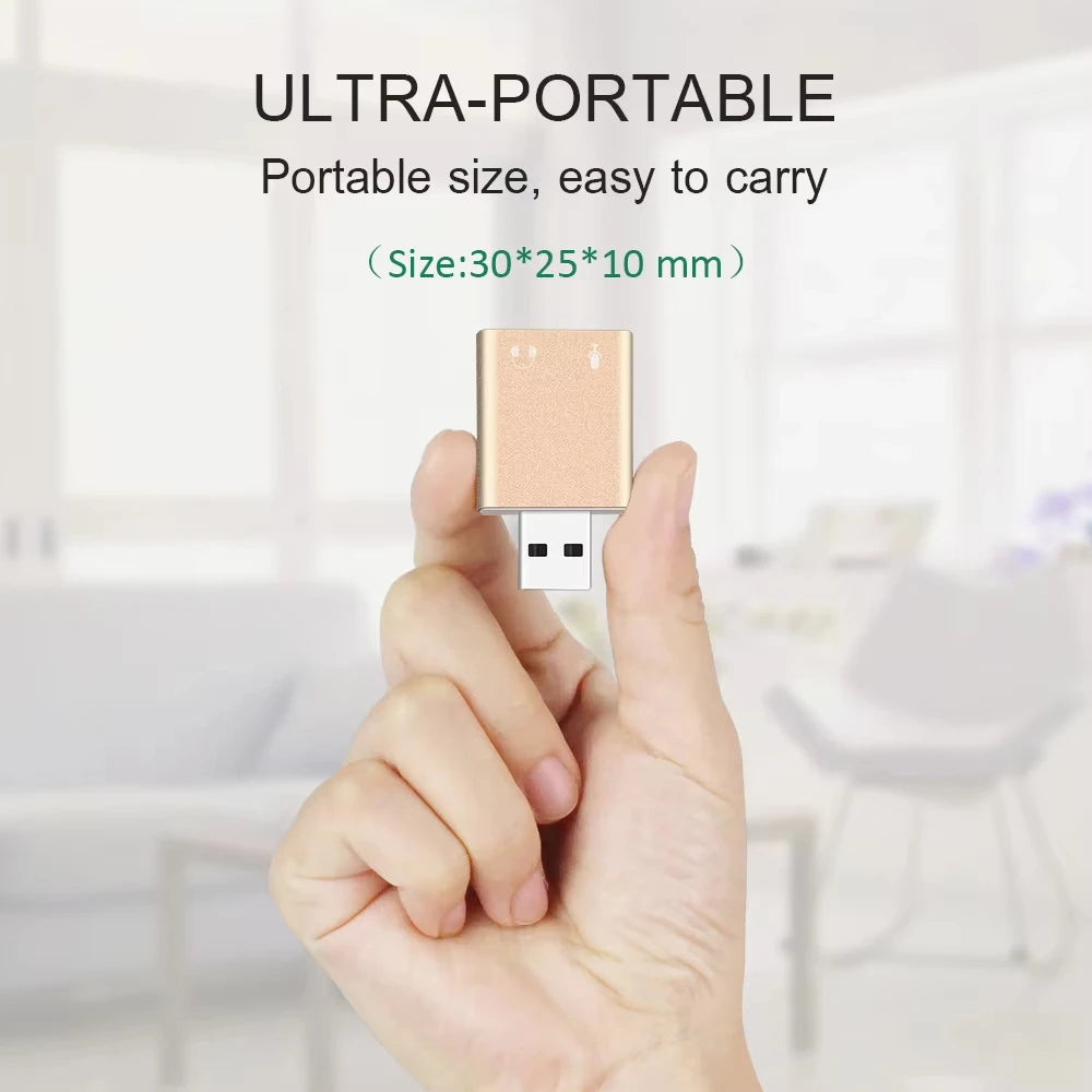 USB Sound Card Virtual 7.1 Adapter Microphone Earphone External Audio USB To Jack 3.5mm Converter Headphone Splitter