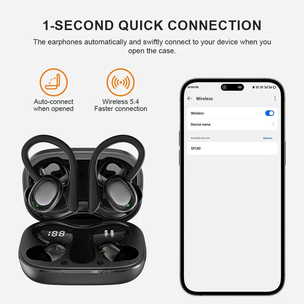Lenovo SP180 Open-Ear Clip TWS Wireless Bluetooth Earbuds with Mic