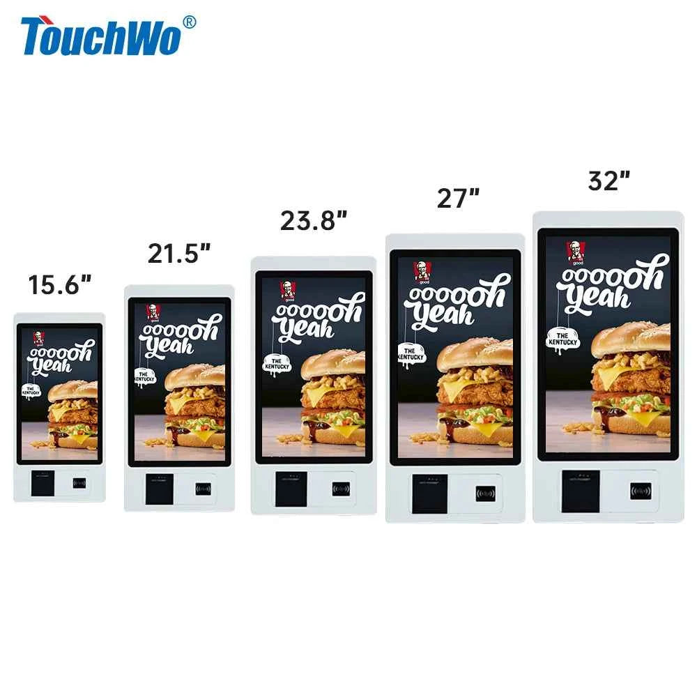 TouchWo 15.6 21.5 23.8 Inch Wall Mount Touch Screen AIO Computer Touchscreen Self Service Checkout Ordering Ticket Payment Kiosk