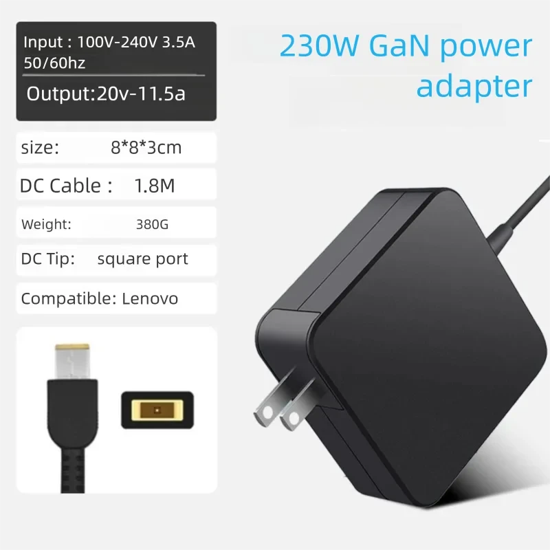 20V 11.5A 230W USB GaN AC Laptop Charger For Lenovo Legion Y740 Y920 Y540 P50 P70 P71 P72 P73 Y7000P Y9000K A940 00HM626 Adapter