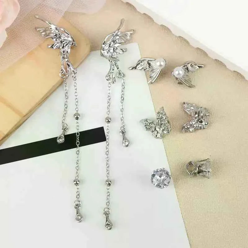 1 Pair Removable Rhinestone Butterfly Decorations for Clip-On Earbuds