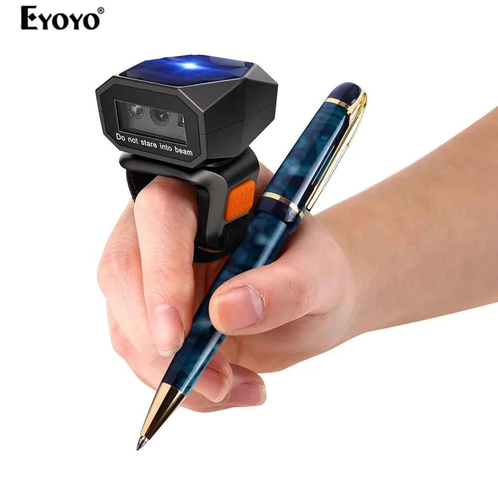 Eyoyo EY-016 2D Wearable Ring Barcode Scanner Mini Portable 3-in-1 USB Wired 2.4G Wireless Bluetooth Finger Scanner iPad iPhone