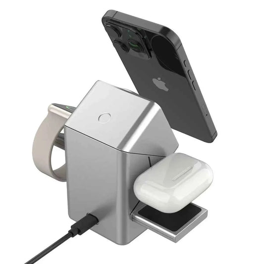 3-in-1 Auto-Rotation Magnetic Cube Wireless Charging Station for iPhone, iWatch & AirPods