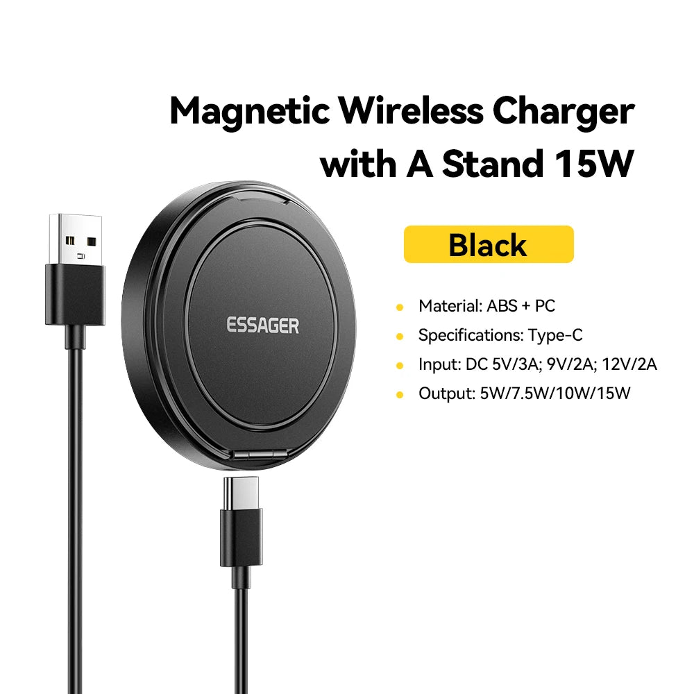 Essager 15W Magnetic Wireless Charger with Foldable Stand
