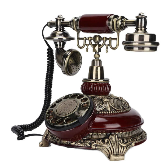 Vintage Telephone European Style Old Fashioned Landline Phone Rotary Dial Handset Corded Fixed Phone for Office Hotel Home