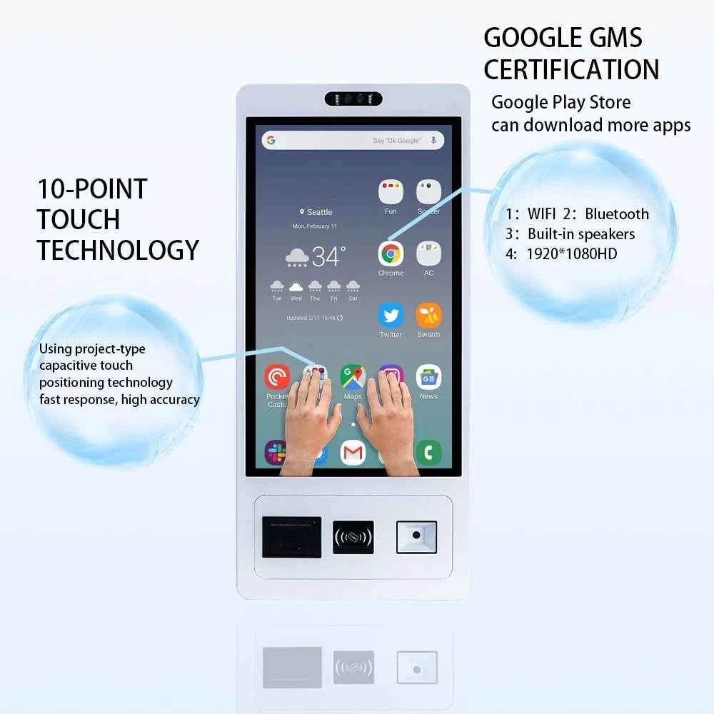 TouchWo 15.6 21.5 23.8 Inch Wall Mount Touch Screen AIO Computer Touchscreen Self Service Checkout Ordering Ticket Payment Kiosk