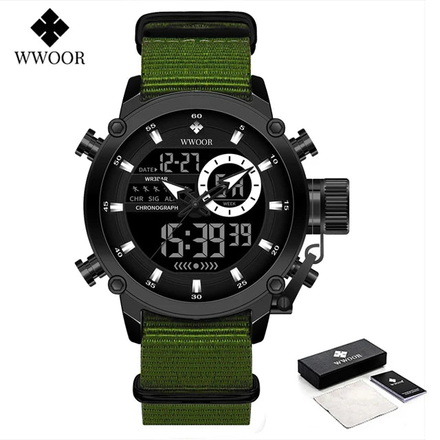 WWOOR Fashion Watches For Men Luxury Business Digital Wristwatch Military Sports Quartz Male Watch Waterproof Clock Montre Homme