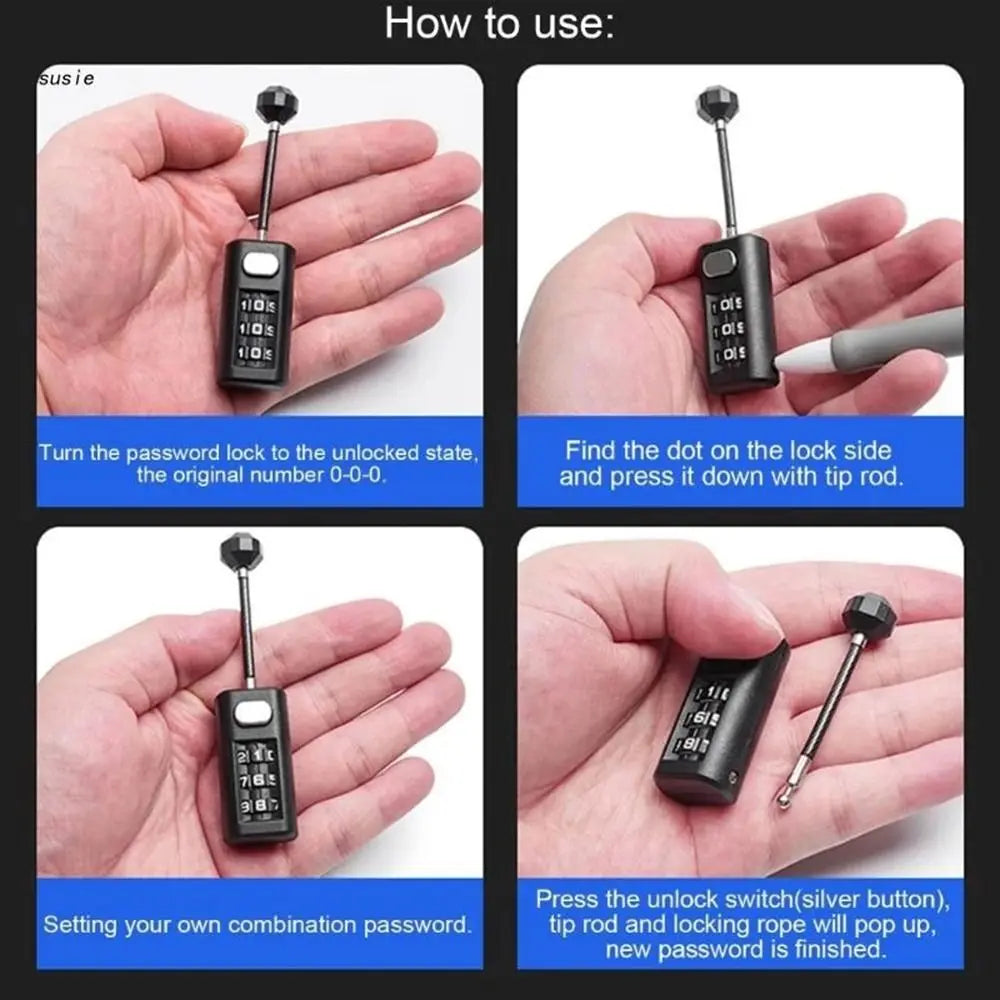 3 Digit Password Lock Mini Luggage Padlock Resettable Coded Lock Combination Lock Dormitory Cabinet Lock Backpack Zipper Lock